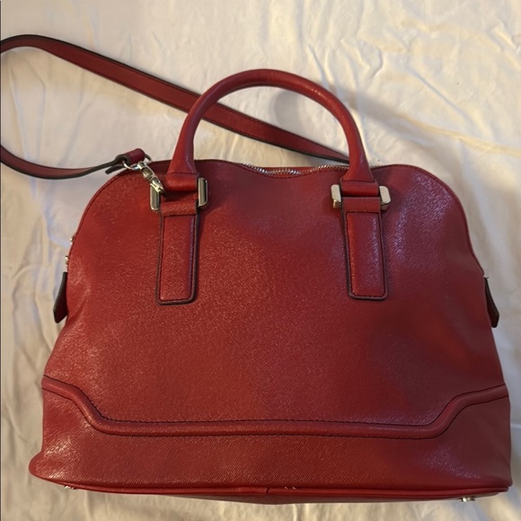 London Fog Red Satchel Bag with Silver Hardware - Picture 4 of 10